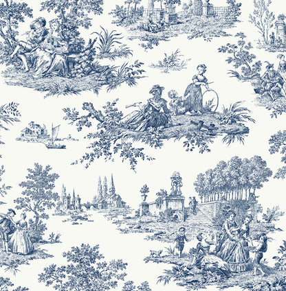 Blue Toile de Jouy Peel & Stick Casa Mia Wallcovering close-p.