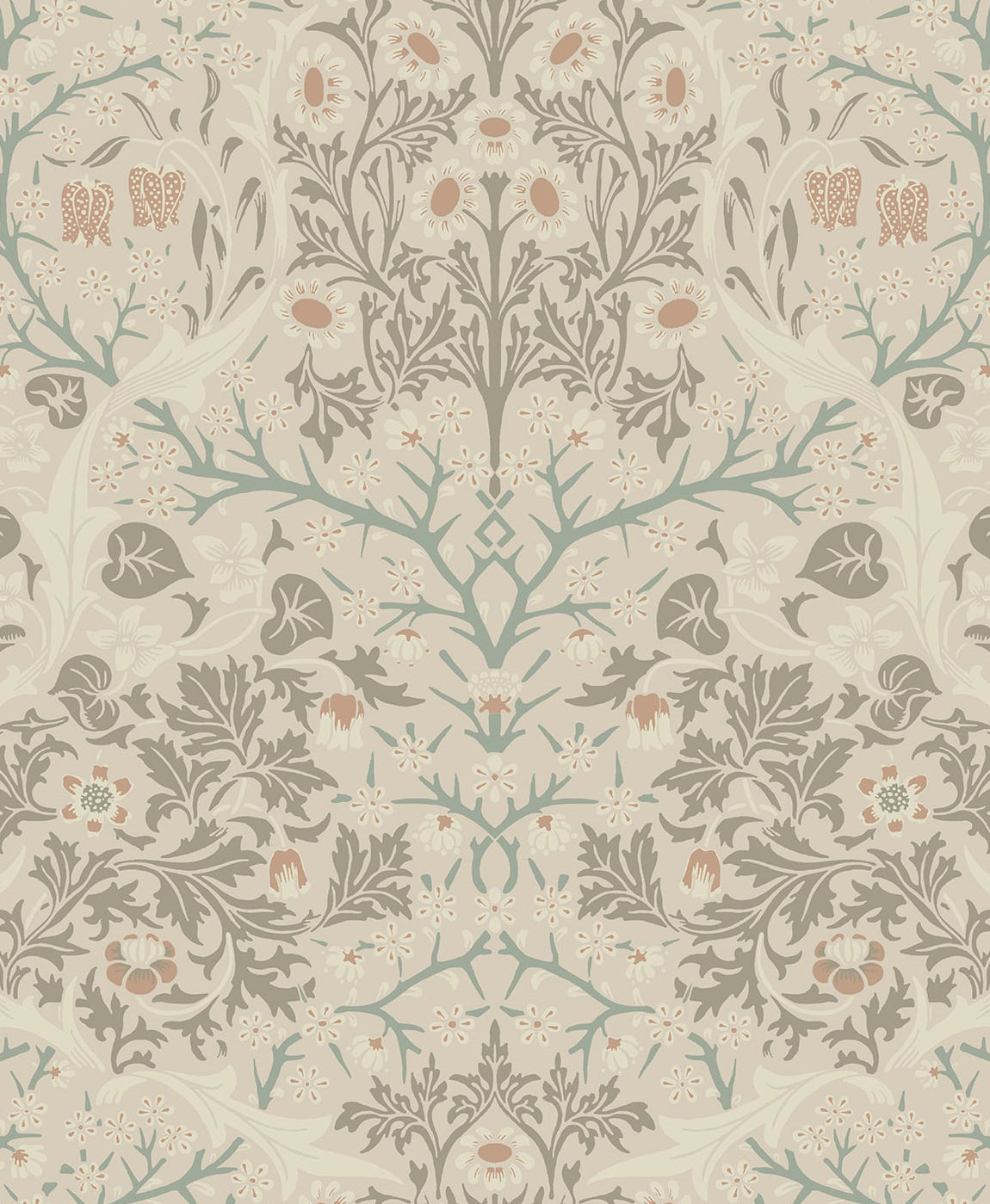 Beige Victorian Floral Peel & Stick Casa Mia Wallcovering close-up.