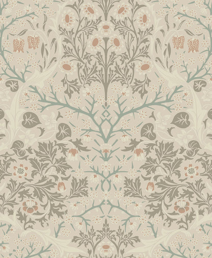 Beige Victorian Floral Peel & Stick Casa Mia Wallcovering close-up.