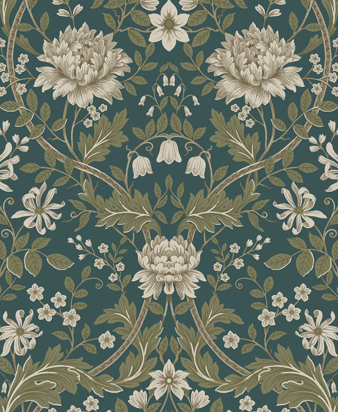 Teal Woodbine Trail Peel & Stick
Casa Mia Wallcovering close-up.