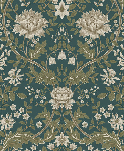 Teal Woodbine Trail Peel & Stick
Casa Mia Wallcovering close-up.