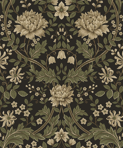 Brown Woodbine Trail Peel & Stick Casa Mia Wallcovering close-up.