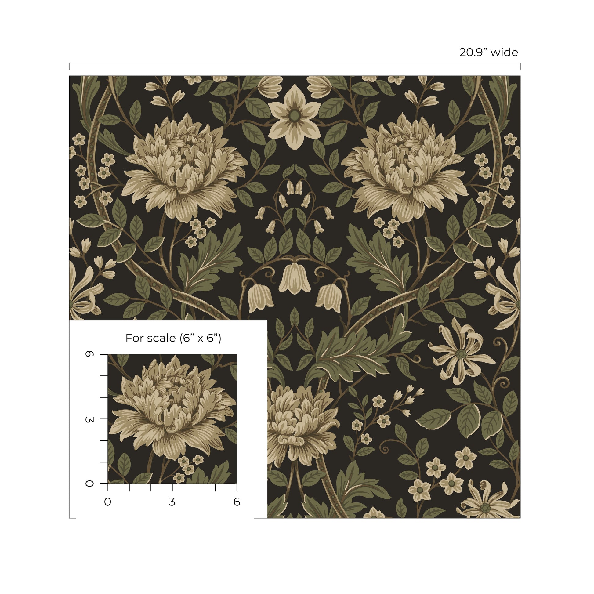 Brown Woodbine Trail Peel & Stick Casa Mia Wallcovering scale.