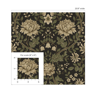 Brown Woodbine Trail Peel & Stick Casa Mia Wallcovering scale.