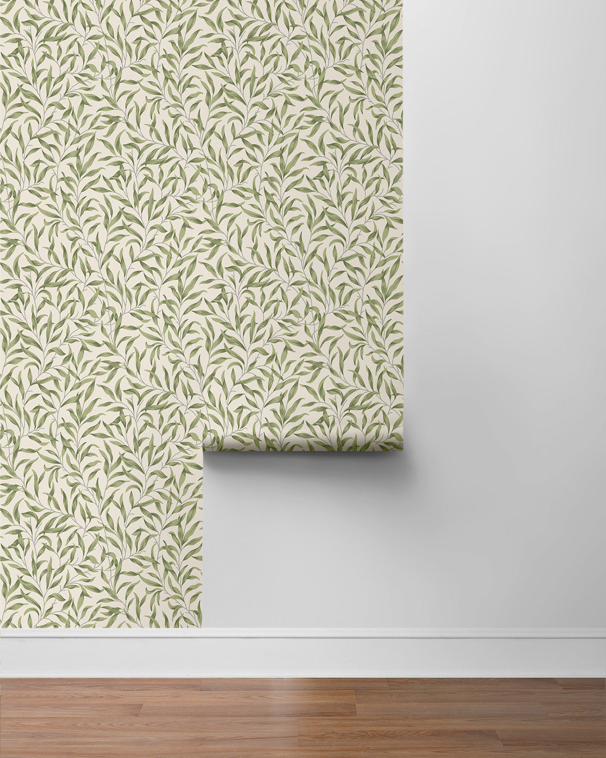 Green Leafy Branches Peel & Stick Casa Mia Wallcovering sample roll
