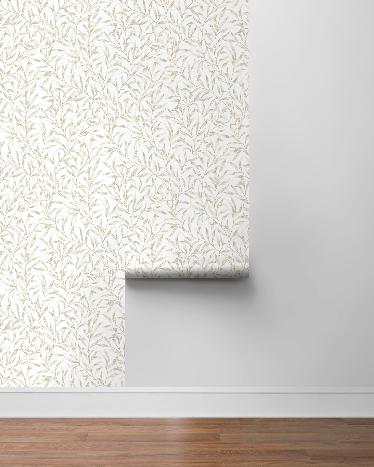 Beige Leafy Branches Peel & Stick Casa Mia Wallcovering sample roll.