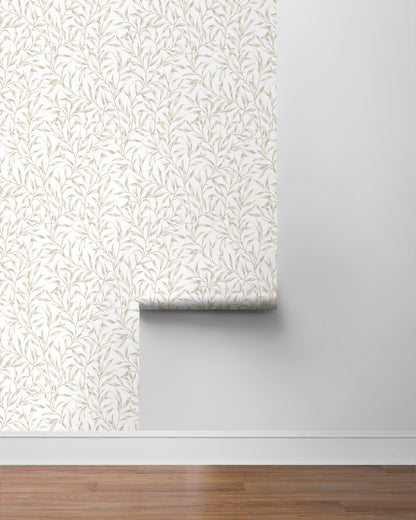 Beige Leafy Branches Peel & Stick Casa Mia Wallcovering sample roll.