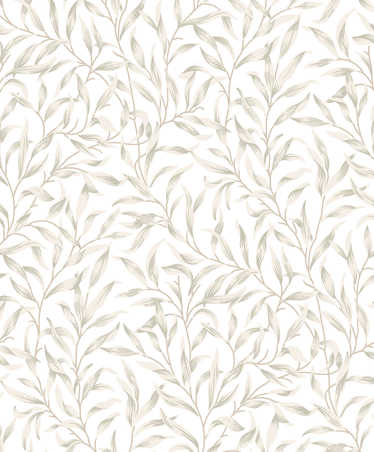 Beige Leafy Branches Peel & Stick Casa Mia Wallcovering close-up.