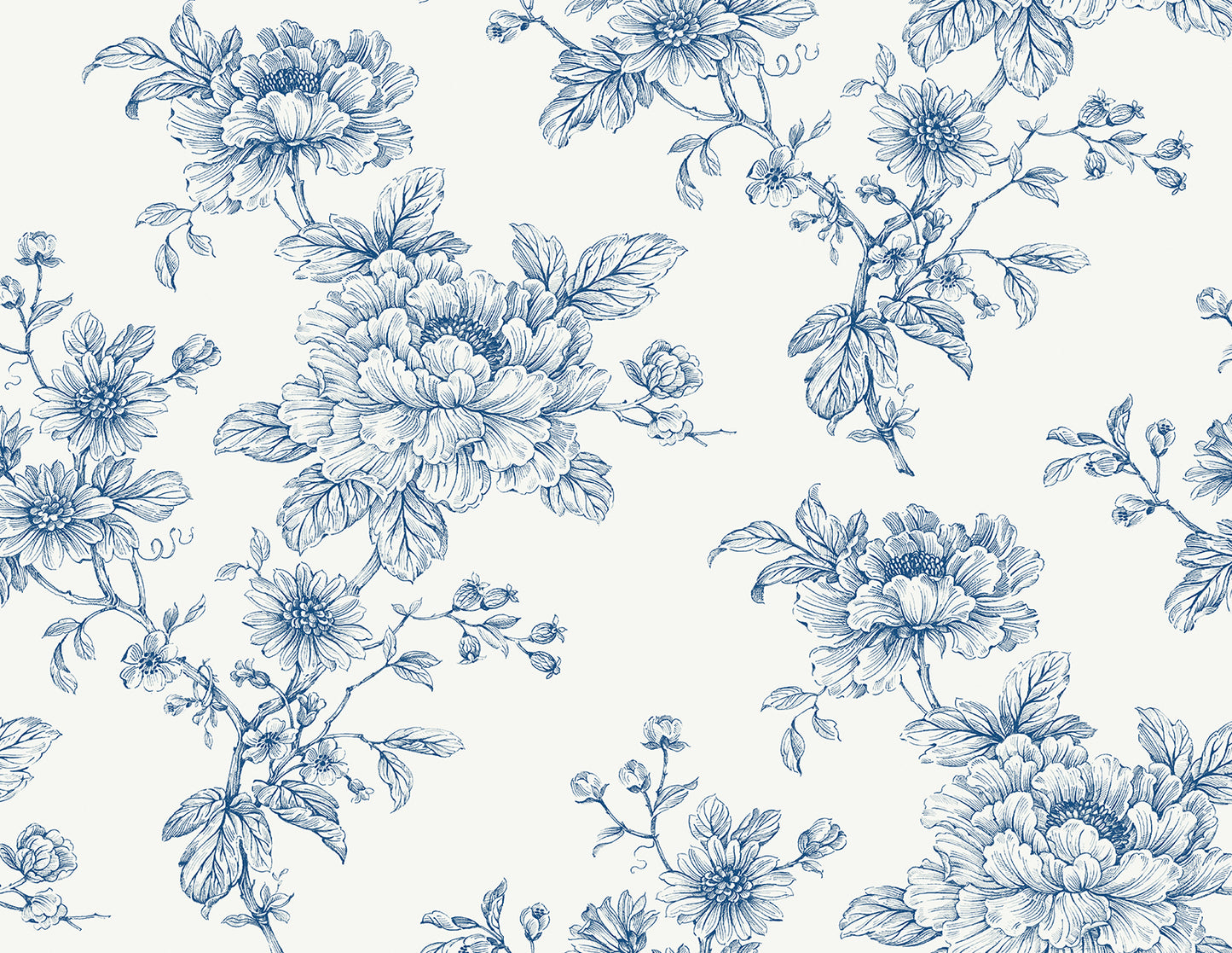 Blue Cherished Rose Peel & Stick Casa Mia Wallcovering close-up.