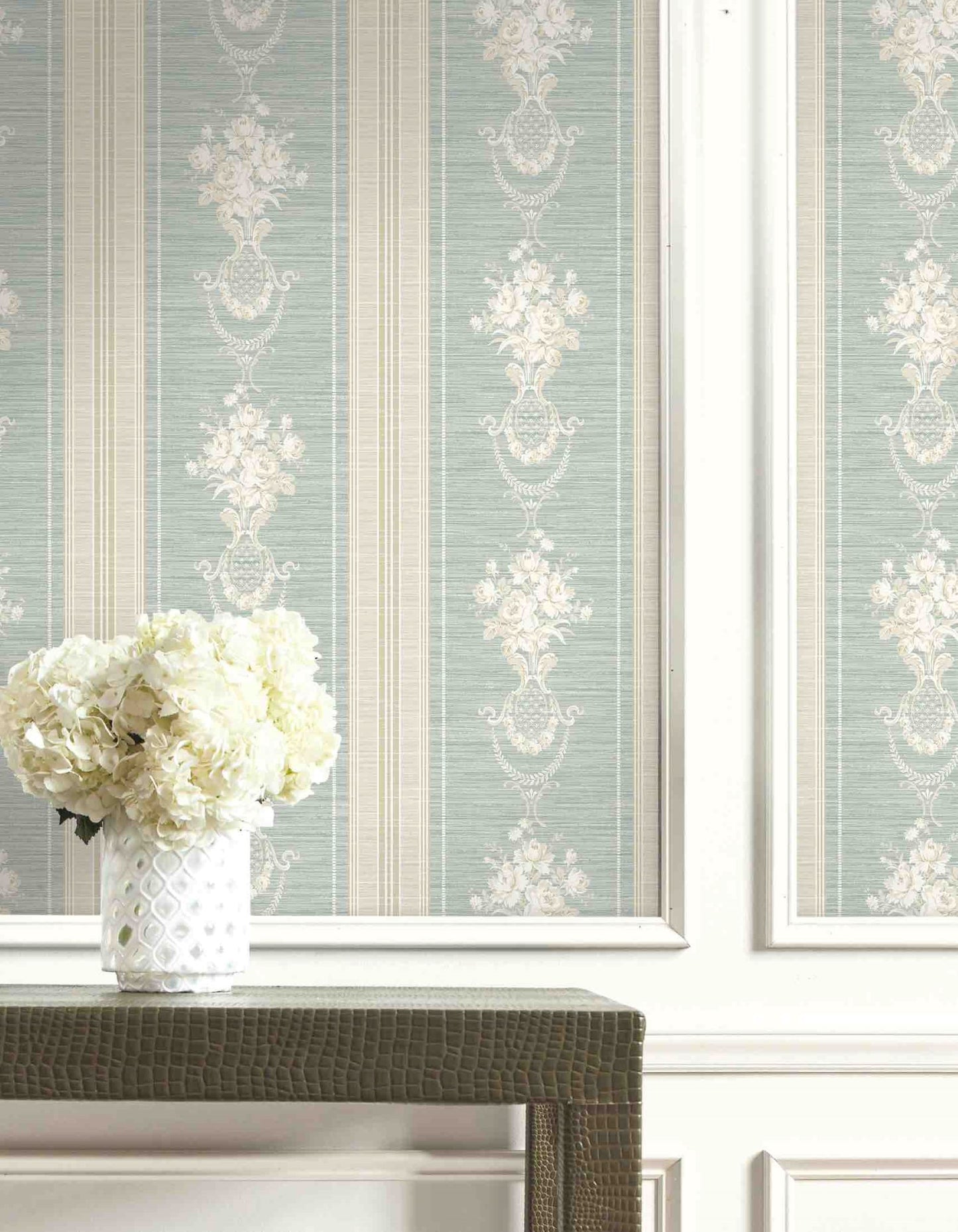 Floral Cameo Stripe Wallpaper