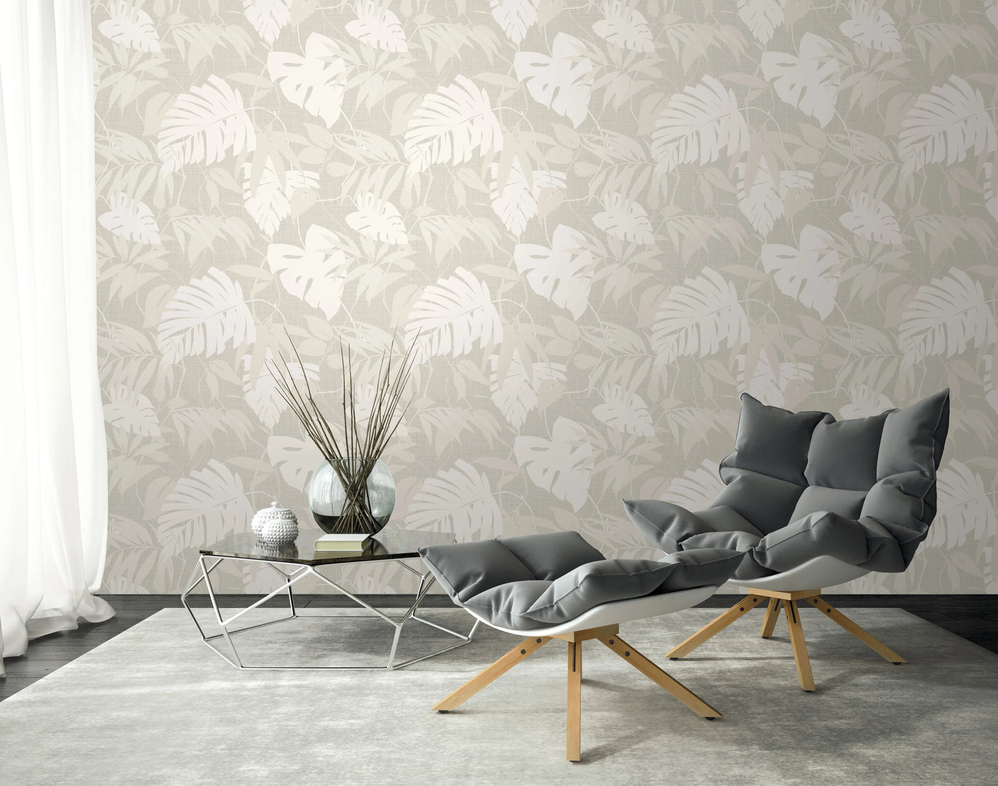 Rainforest Leaves Grasscloth & Naturals