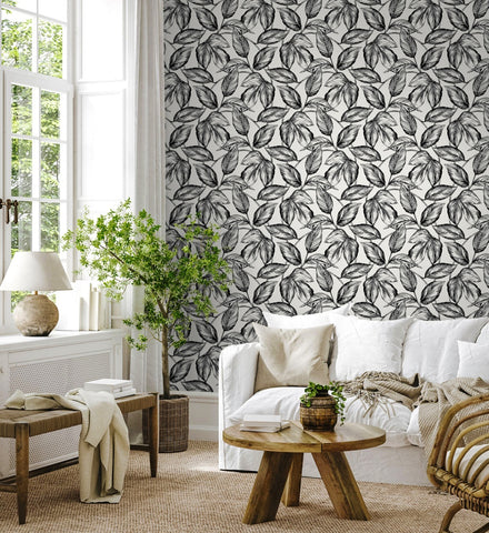 Sketched Leaves Wallpaper