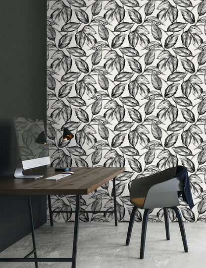 Sketched Leaves Wallpaper