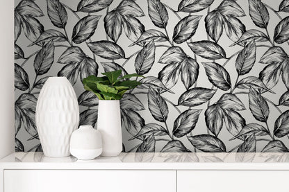 Sketched Leaves Wallpaper