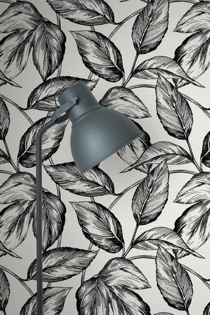 Sketched Leaves Wallpaper