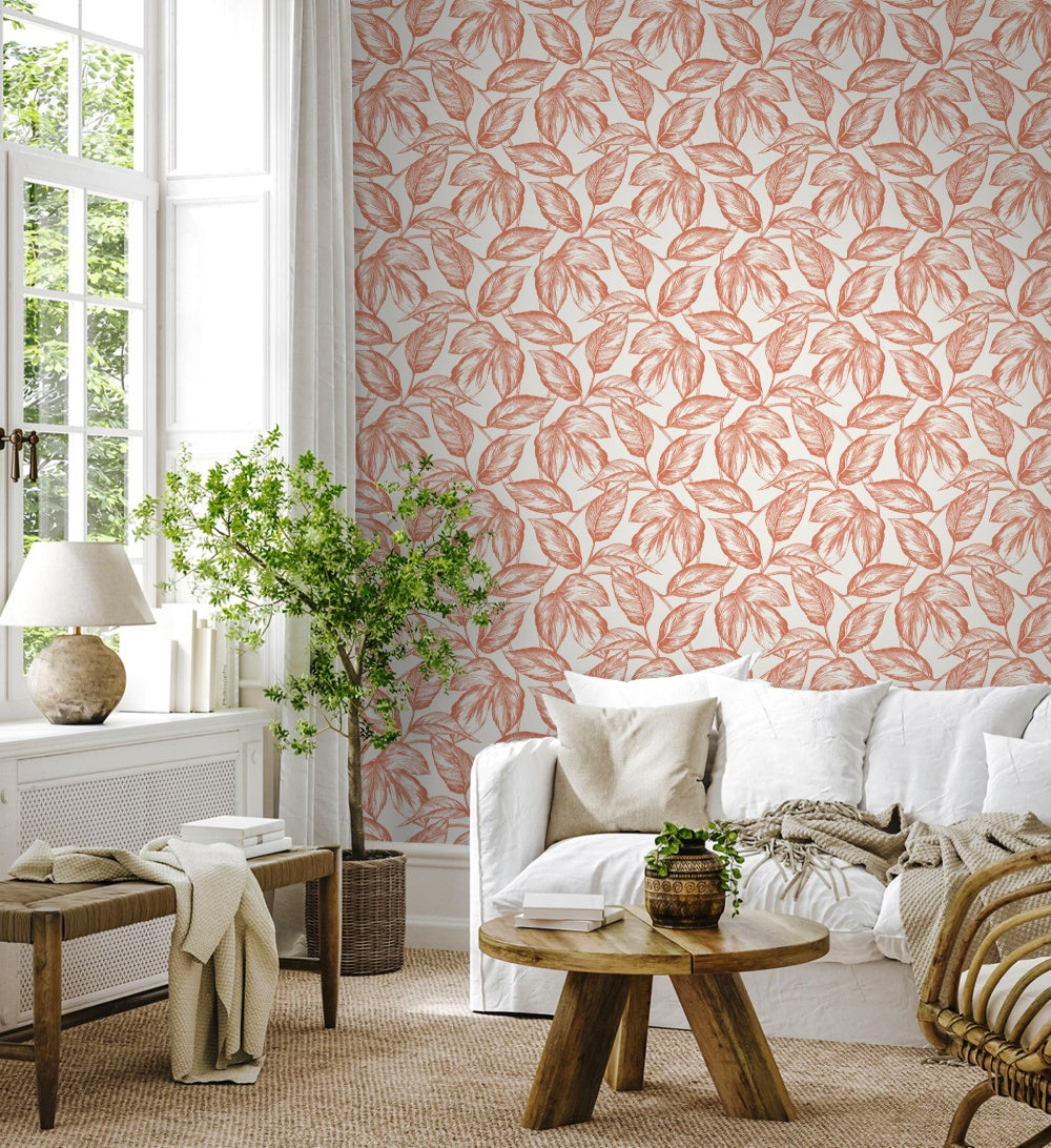 Sketched Leaves Wallpaper
