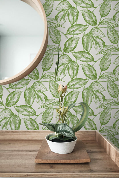 Sketched Leaves Wallpaper