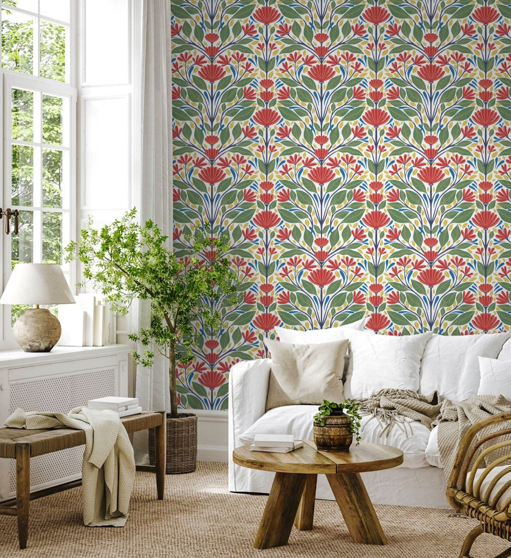 Painted Floral Wallpaper