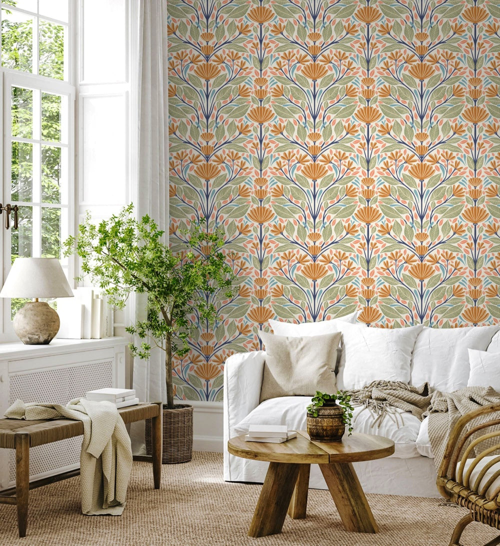 Painted Floral Wallpaper