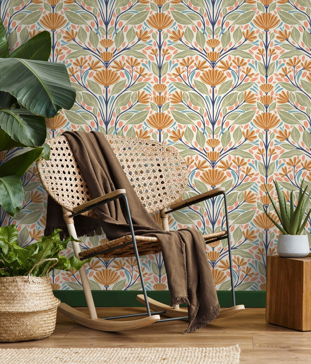 Painted Floral Wallpaper