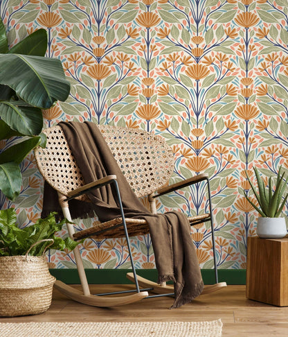 Painted Floral Wallpaper