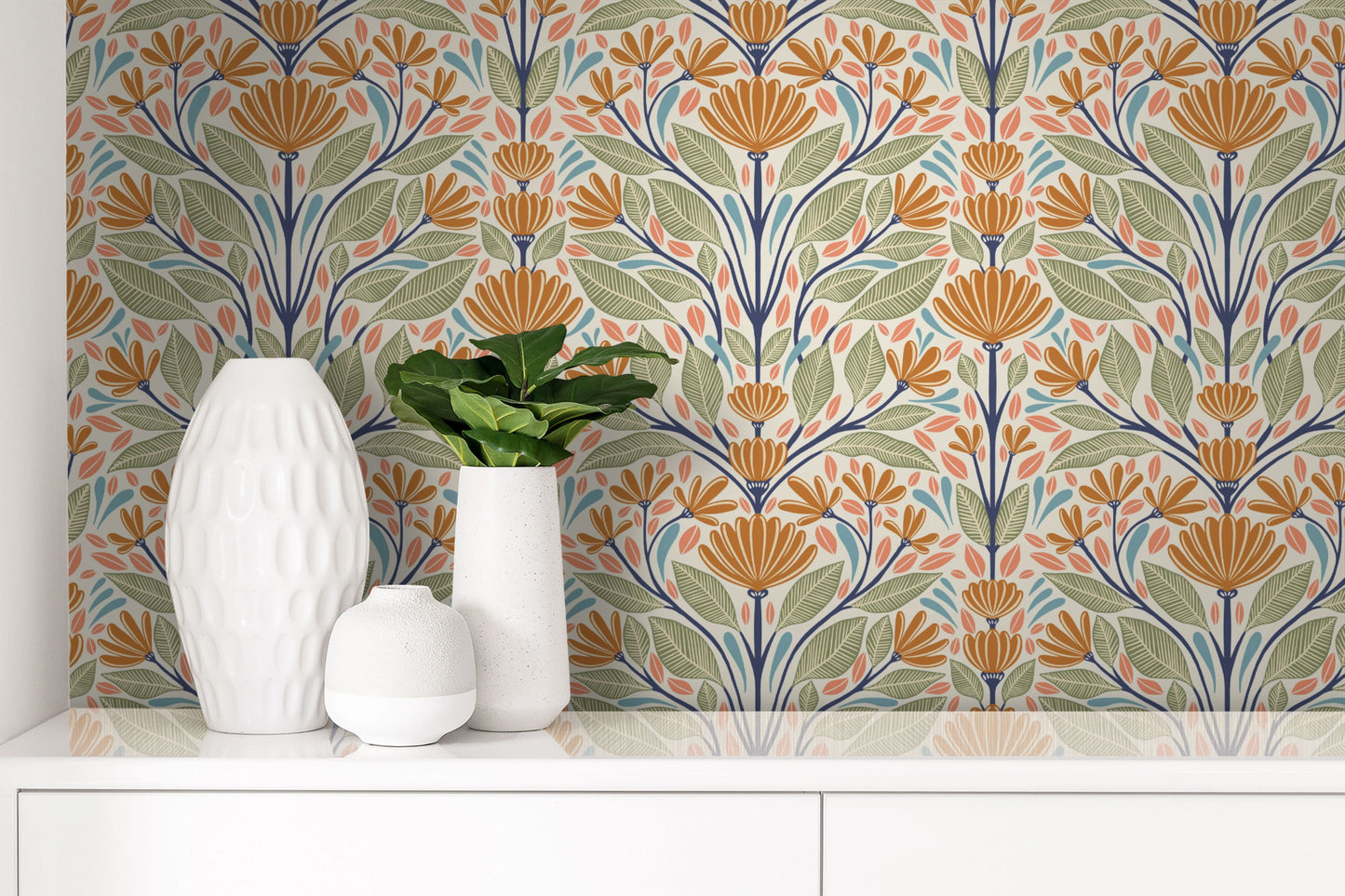 Painted Floral Wallpaper