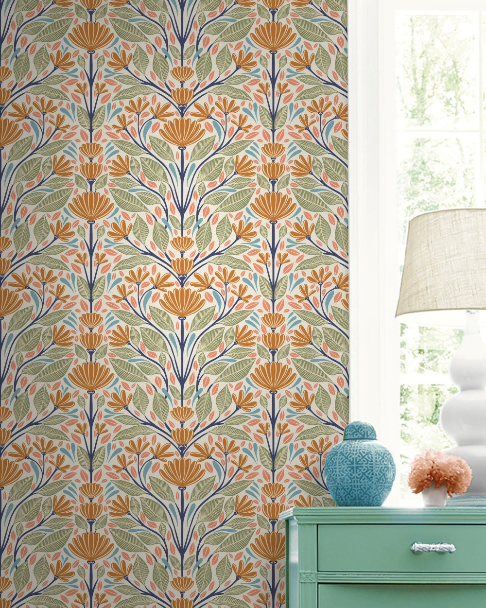 Painted Floral Wallpaper