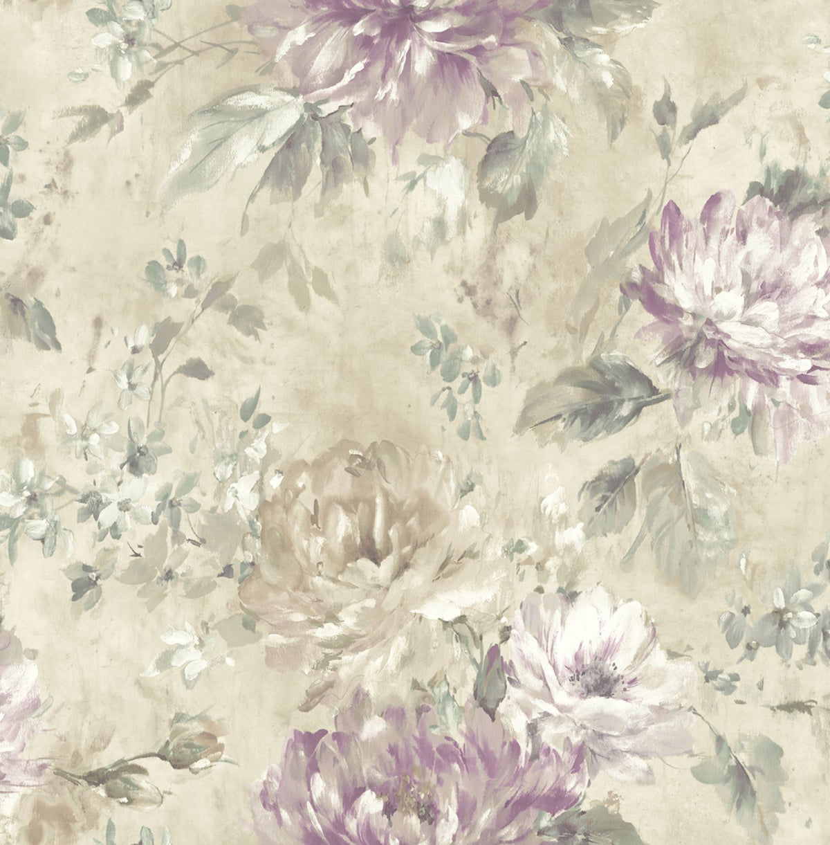 Floral Wallpaper: Watercolor florals in soft hues on nonwoven paper, ideal for a colorful graphic print effect.