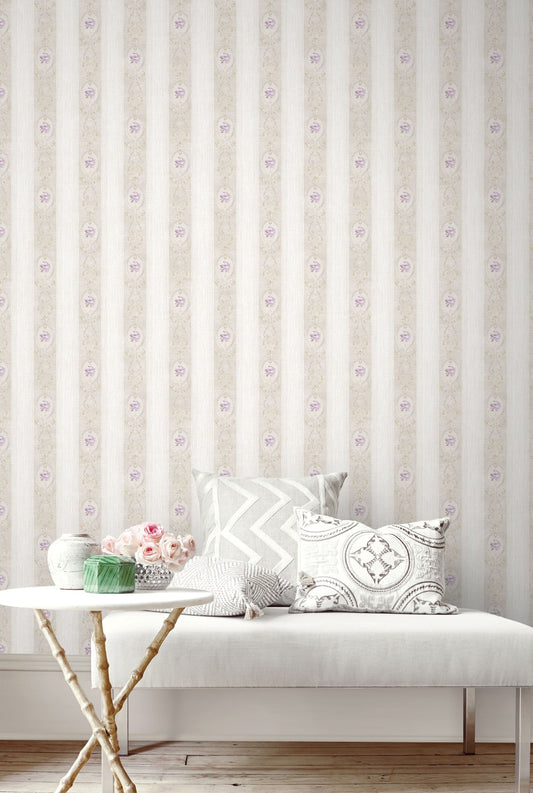 Flower Stripe Wallpaper