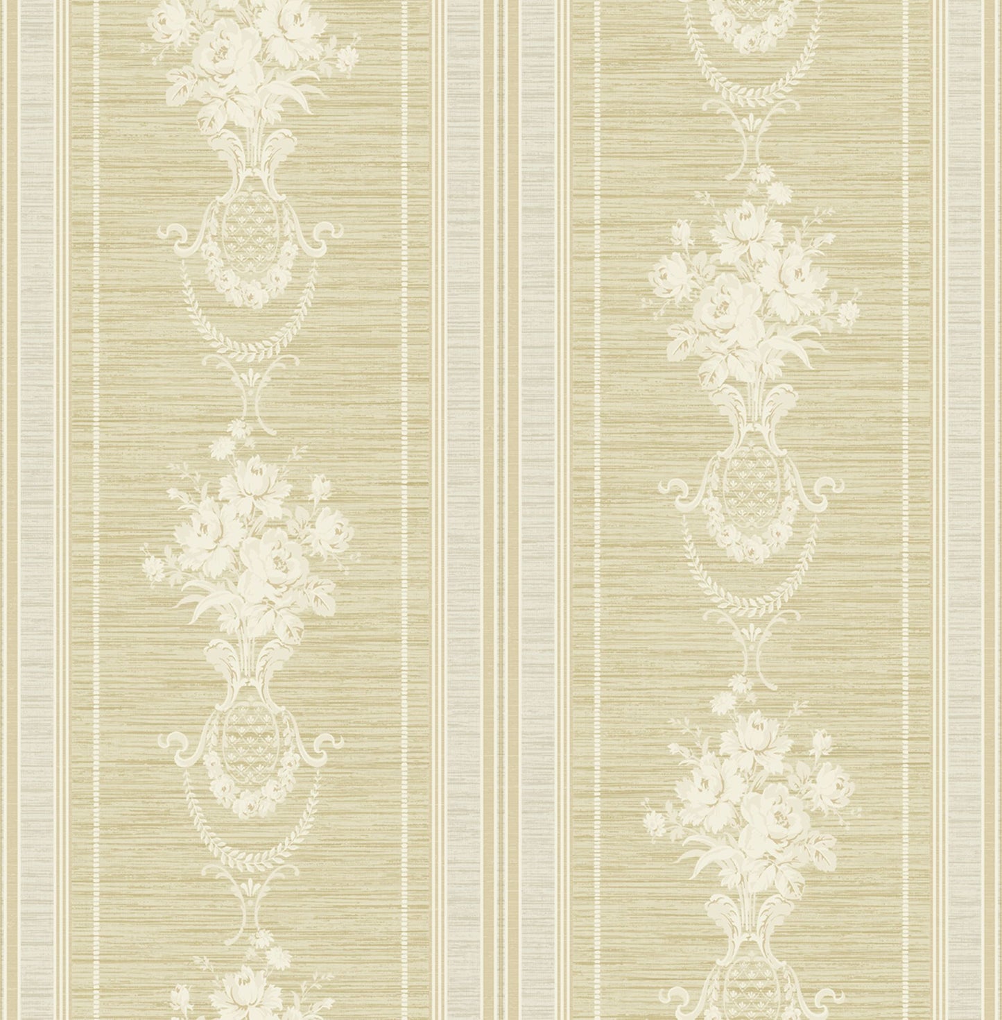 Floral Cameo Stripe Wallpaper