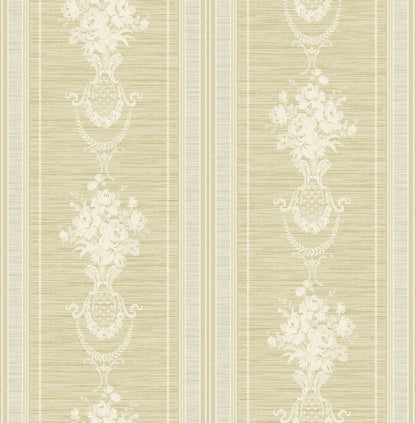 Floral Cameo Stripe Wallpaper