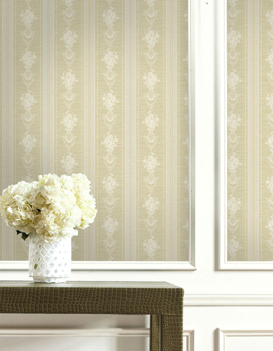 Floral Cameo Stripe Wallpaper