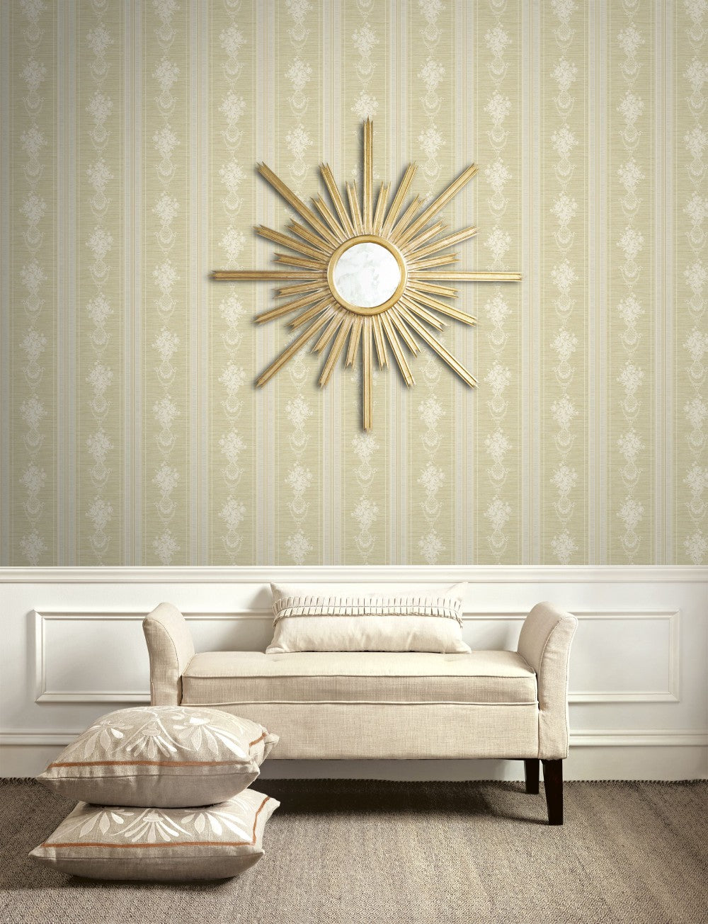 Floral Cameo Stripe Wallpaper