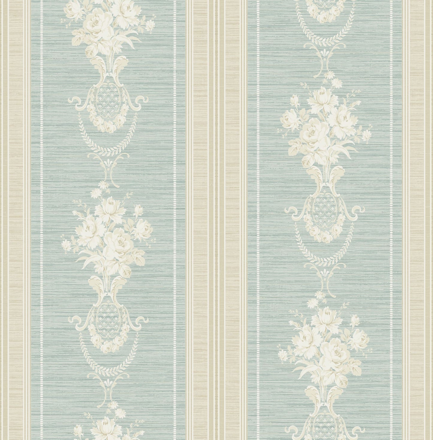 Floral Cameo Stripe Wallpaper
