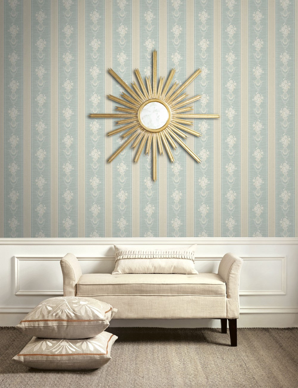 Floral Cameo Stripe Wallpaper
