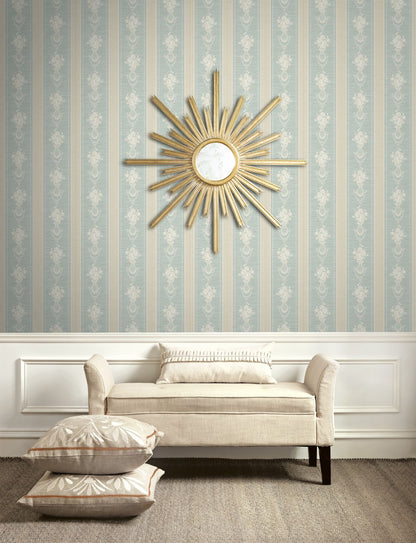 Floral Cameo Stripe Wallpaper
