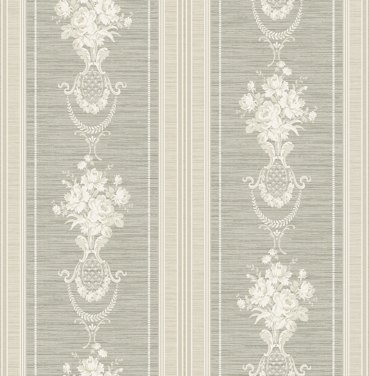 Floral Cameo Stripe Wallpaper