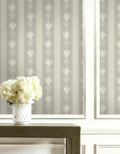 Floral Cameo Stripe Wallpaper