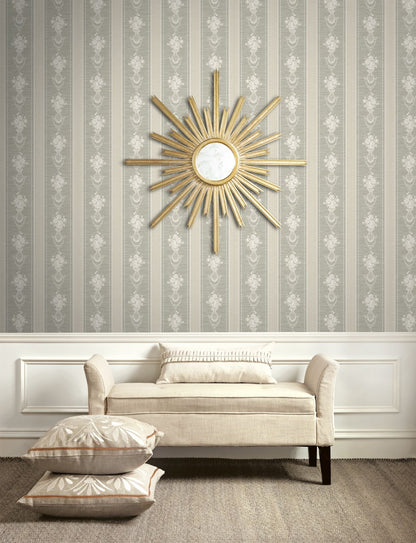Floral Cameo Stripe Wallpaper