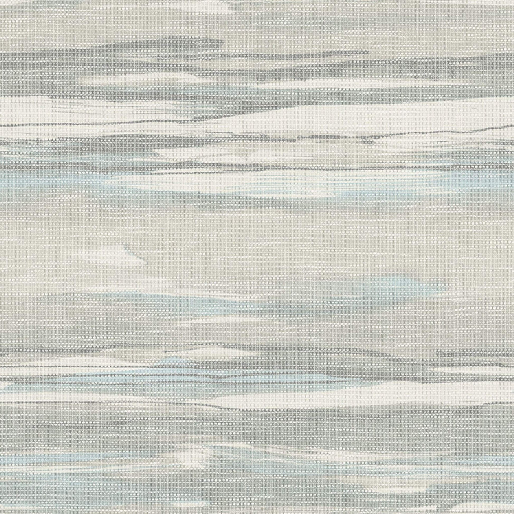 Grasscloth Waves Wallpaper Soft Gray & Sky Bleu close-up.