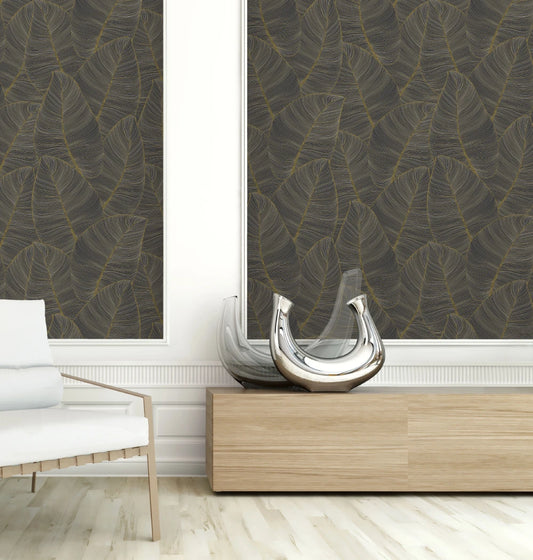 Metallic Leaf Wallpaper